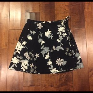 vintage 90s black floral wrap skirt fits XS Small